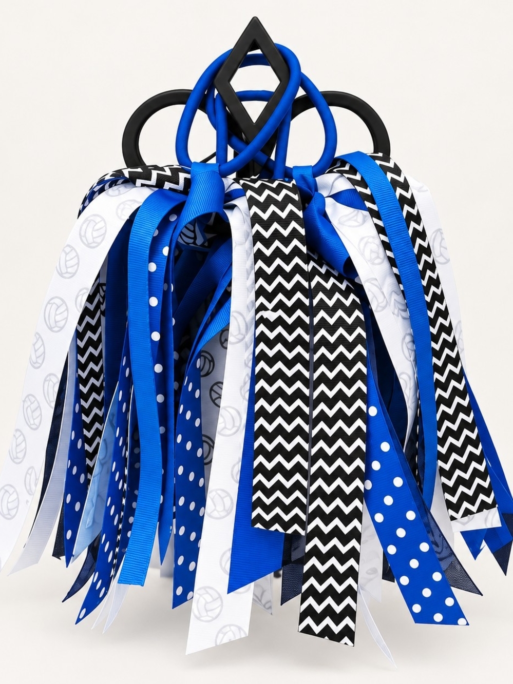 Blue, Black & White Cheer Hair Bow Streamers - Bundle Of 3